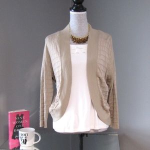NEW Dana Buchman Tan Open Front Cardigan Sweater L